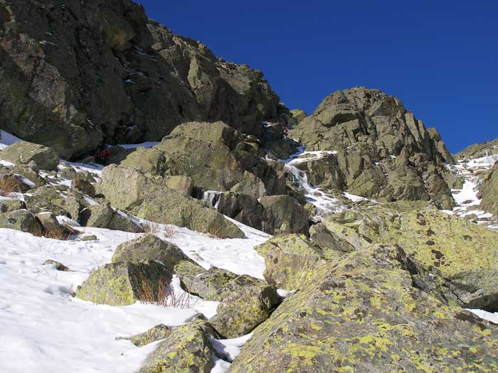 Vista desde abajo de la canal de la Ceja